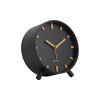 Stolový budík Karlsson KA5943BK Grace – tichý chod a čierny celokovový dizajn (12 cm)